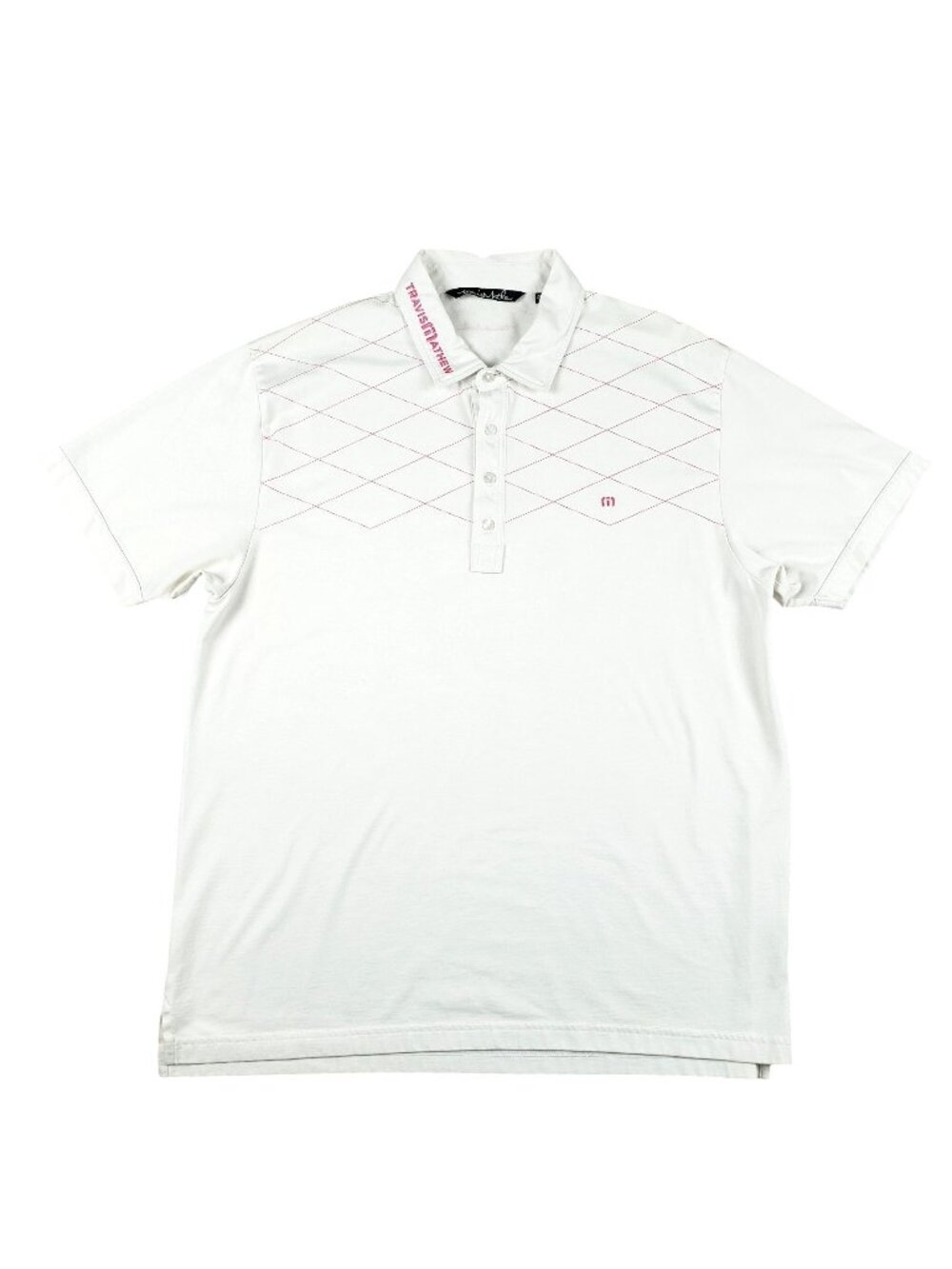 Travis Matthews Shirt Men's XL Golf Polo White/ Pink Pima Cotton Embroidered S/S